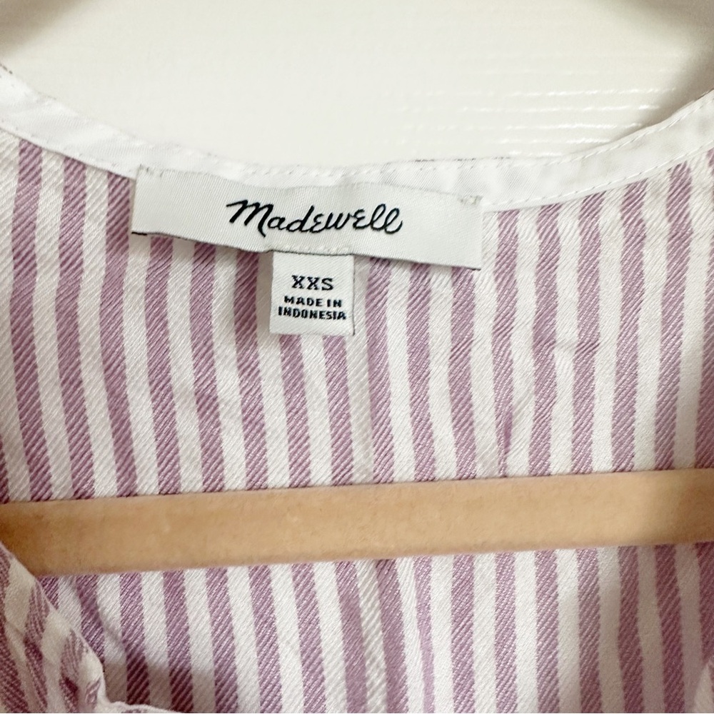 Madewell Studio Ruffle-Hem Top in Lavender Stripe - Picture 4 of 5
